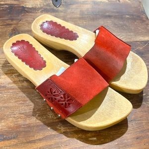 Red & Tan Clogs made in Italy